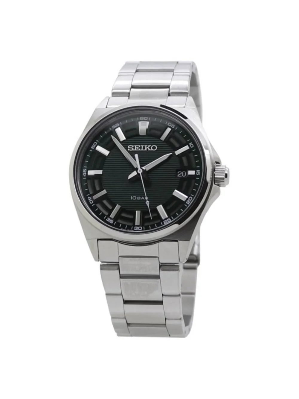 NWT Seiko Quartz Green Dial Stainless Steel Men's Watch